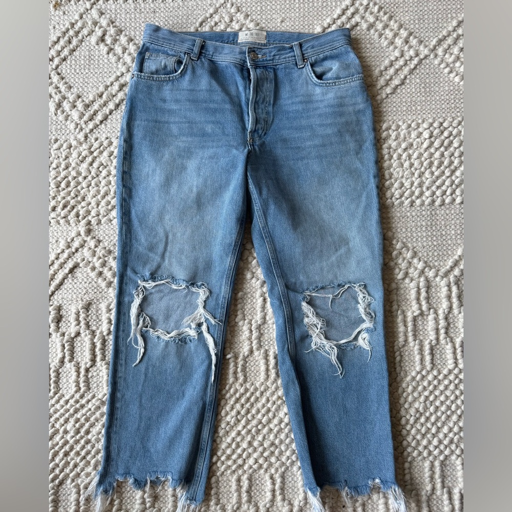 We The Free Light Blue Distressed Ankle Jeans